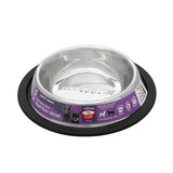 STAINLESS STEEL PET BOWL BLACK ANTI-SKID 6 SIZE