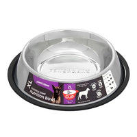 STAINLESS STEEL PET BOWL BLACK ANTI-SKID 6 SIZE