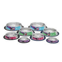 STAINLESS STEEL PET BOWL BLACK ANTI-SKID 6 SIZE