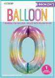 Pastel Rainbow Jumbo Number Foil Balloons 86cm (34")