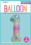 Pastel Rainbow Jumbo Number Foil Balloons 86cm (34")