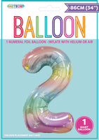 Pastel Rainbow Jumbo Number Foil Balloons 86cm (34")