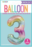 Pastel Rainbow Jumbo Number Foil Balloons 86cm (34")