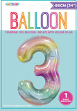 Pastel Rainbow Jumbo Number Foil Balloons 86cm (34")