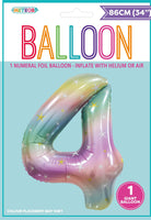 Pastel Rainbow Jumbo Number Foil Balloons 86cm (34")