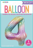 Pastel Rainbow Jumbo Number Foil Balloons 86cm (34")