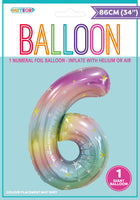 Pastel Rainbow Jumbo Number Foil Balloons 86cm (34")