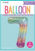 Pastel Rainbow Jumbo Number Foil Balloons 86cm (34")