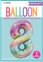 Pastel Rainbow Jumbo Number Foil Balloons 86cm (34")