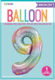 Pastel Rainbow Jumbo Number Foil Balloons 86cm (34")