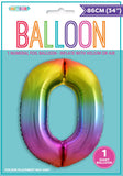 Rainbow Jumbo Number Foil Balloons 86cm (34")