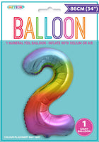 Rainbow Jumbo Number Foil Balloons 86cm (34")