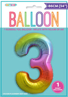 Rainbow Jumbo Number Foil Balloons 86cm (34")