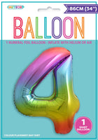 Rainbow Jumbo Number Foil Balloons 86cm (34")