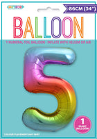 Rainbow Jumbo Number Foil Balloons 86cm (34")