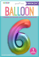 Rainbow Jumbo Number Foil Balloons 86cm (34")