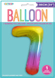 Rainbow Jumbo Number Foil Balloons 86cm (34")