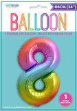 Rainbow Jumbo Number Foil Balloons 86cm (34")