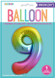 Rainbow Jumbo Number Foil Balloons 86cm (34")