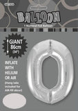 Silver Jumbo Number Foil Balloons 86cm (34")