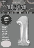 Silver Jumbo Number Foil Balloons 86cm (34")