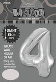 Silver Jumbo Number Foil Balloons 86cm (34")