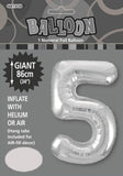 Silver Jumbo Number Foil Balloons 86cm (34")