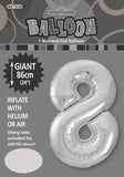 Silver Jumbo Number Foil Balloons 86cm (34")