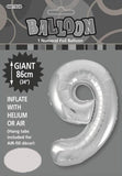 Silver Jumbo Number Foil Balloons 86cm (34")