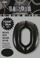 Black Jumbo Number Foil Balloons 86cm (34")