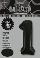 Black Jumbo Number Foil Balloons 86cm (34")