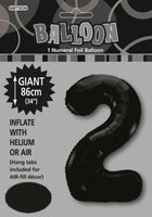 Black Jumbo Number Foil Balloons 86cm (34")