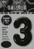 Black Jumbo Number Foil Balloons 86cm (34")