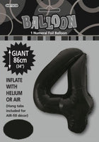 Black Jumbo Number Foil Balloons 86cm (34")