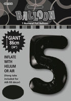 Black Jumbo Number Foil Balloons 86cm (34")