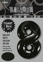 Black Jumbo Number Foil Balloons 86cm (34")