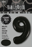 Black Jumbo Number Foil Balloons 86cm (34")