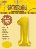 Gold Jumbo Number Foil Balloons 86cm (34")