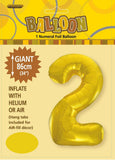 Gold Jumbo Number Foil Balloons 86cm (34")