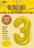 Gold Jumbo Number Foil Balloons 86cm (34")