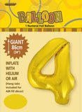 Gold Jumbo Number Foil Balloons 86cm (34")