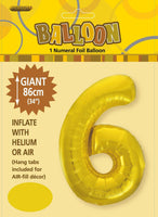 Gold Jumbo Number Foil Balloons 86cm (34")