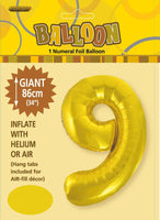 Gold Jumbo Number Foil Balloons 86cm (34")