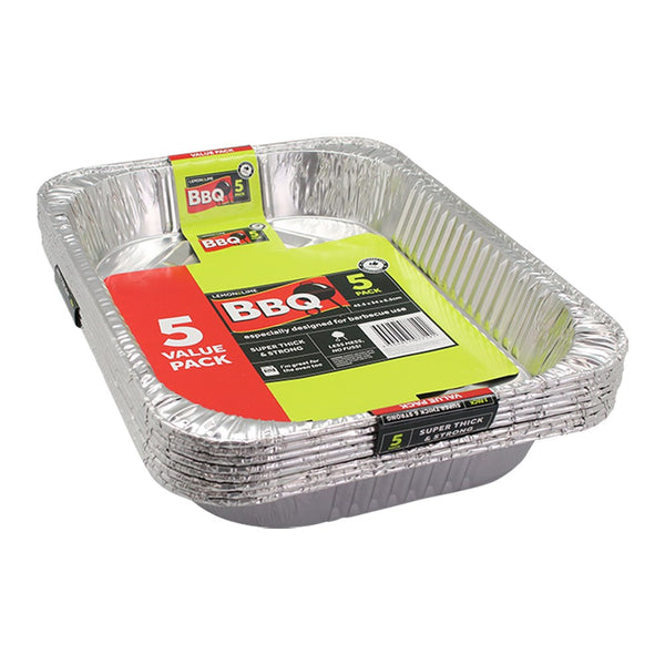 FOIL TRAY LARGE VALUE 5PK 45.5X34X6.5CM