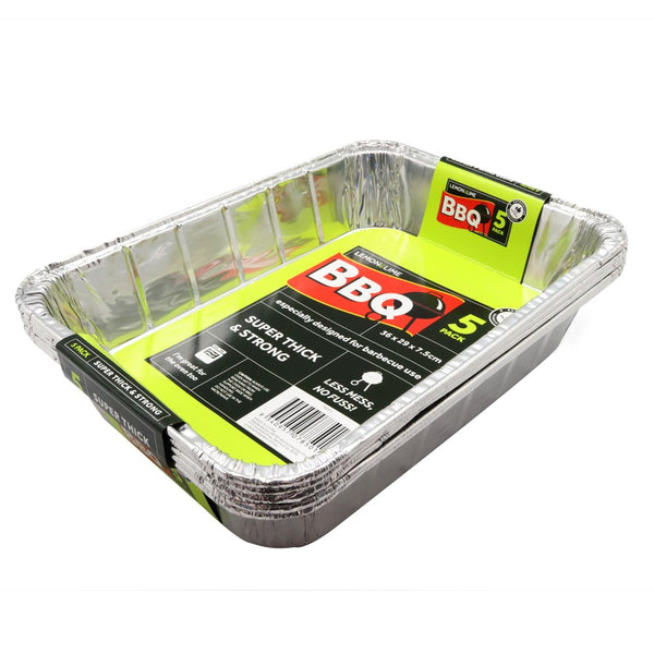 DEEP BAKING FOIL TRAY VALUE 5PK 36X29X7.5CM