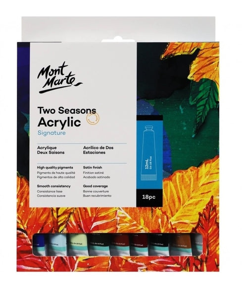 Mont Marte Signature Paint Set - Two Seasons Pastel Acrylic Paint 18pc x  12ml