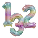 Pastel Rainbow Jumbo Number Foil Balloons 86cm (34")