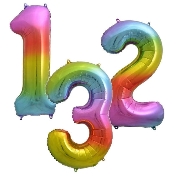 Rainbow Jumbo Number Foil Balloons 86cm (34")