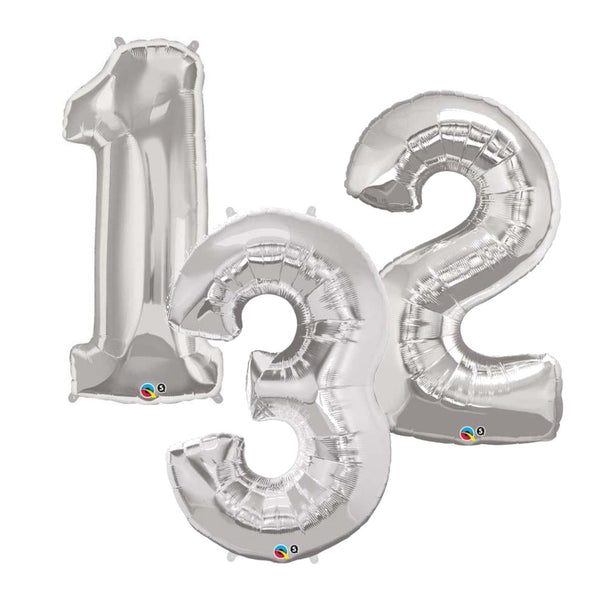 Silver Jumbo Number Foil Balloons 86cm (34")